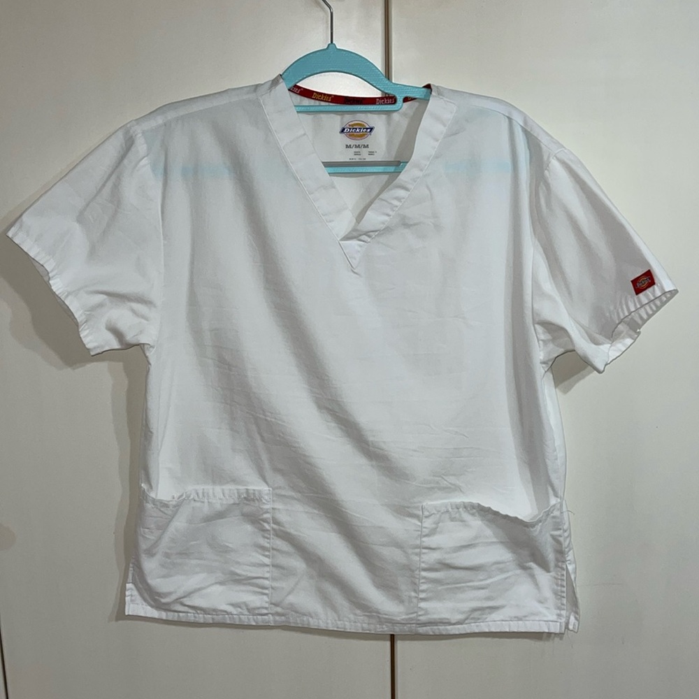 Dickies white scrub top size medium